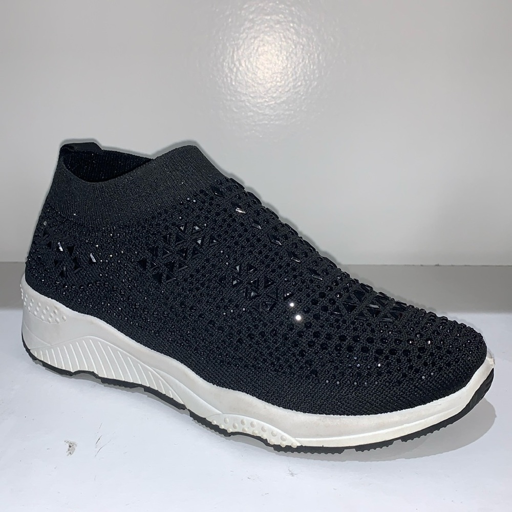 BLACK SPARKLY RHINESTONE SLIP ON SNEAKERS